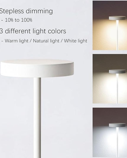 Cordless Table Lamp, Rechargeable Portable LED Outdoor Waterproof Battery Operated Light (2 Pack White), Dimmable, for Restaurant/Outside/Dining/Home/Patio/Dinner/Camping/Bar/Porch - LeafyLoom