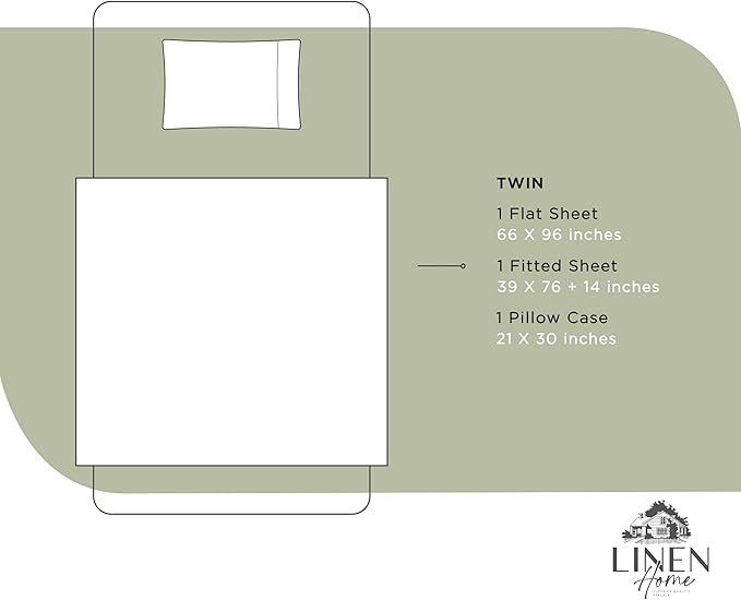100% Cotton Percale Sheets Twin Size, Sage, Deep Pocket, 3 Pieces Sheet Set - 1 Flat, 1 Deep Pocket Fitted Sheet and 1 Pillowcase, Crisp Cool and Strong Bed Linen - LeafyLoom