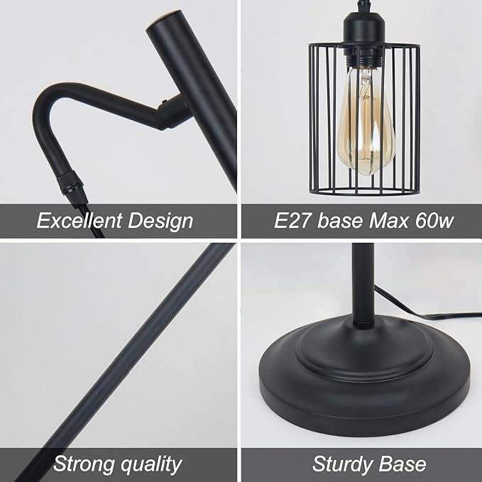 Floor lamp, 69 inch 3-Light Dimmable Farmhouse Floor Lamps for Living Room with 3 Free LED Edison Bulbs, Modern Industrial Vintage Corner Tall Tree Standing Floor Lamp for Bedroom Office - LeafyLoom