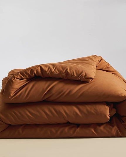 Pumpkin Color Comforter Sets Solid Rust Color Bedding Set Twin 3 PCs Cinnamon Comforter Sets for Women Girls Breathable Soft Pumpkin Bedroom Collection Solid Pumpkin Color Adults Bedding - LeafyLoom