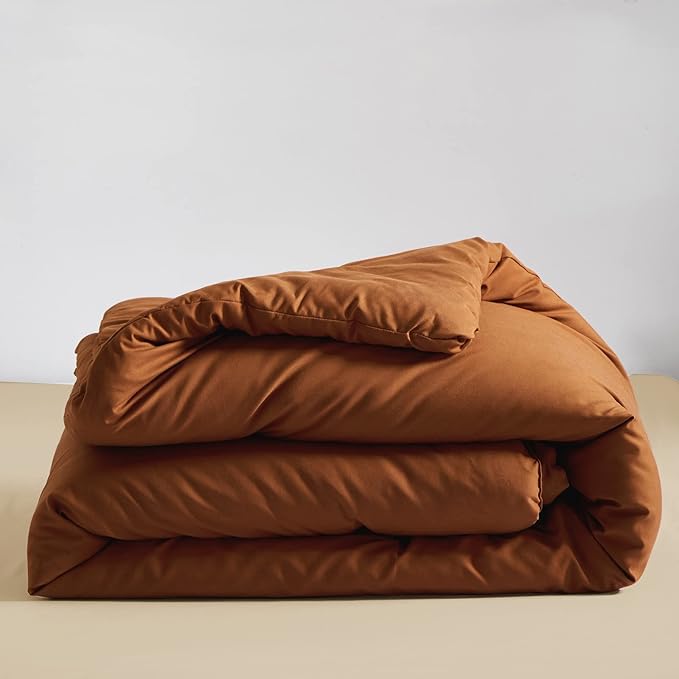 Pumpkin Color Comforter Sets Cinnamon Color Bedding Set King 3 PCs Pumpkin Comforter Sets Women Breathable Soft Burnt Orange Bedroom Collection Solid Rust Color Adults Pumpkin Bedding King - LeafyLoom