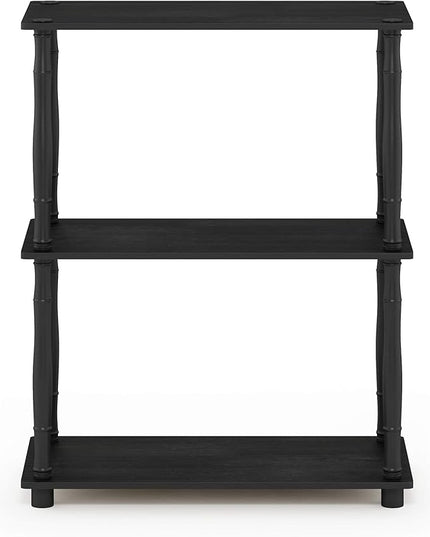 Furinno Turn-N-Tube 3-Tier Compact Multipurpose Shelf Display Rack with Classic Tube, Americano/Black - LeafyLoom