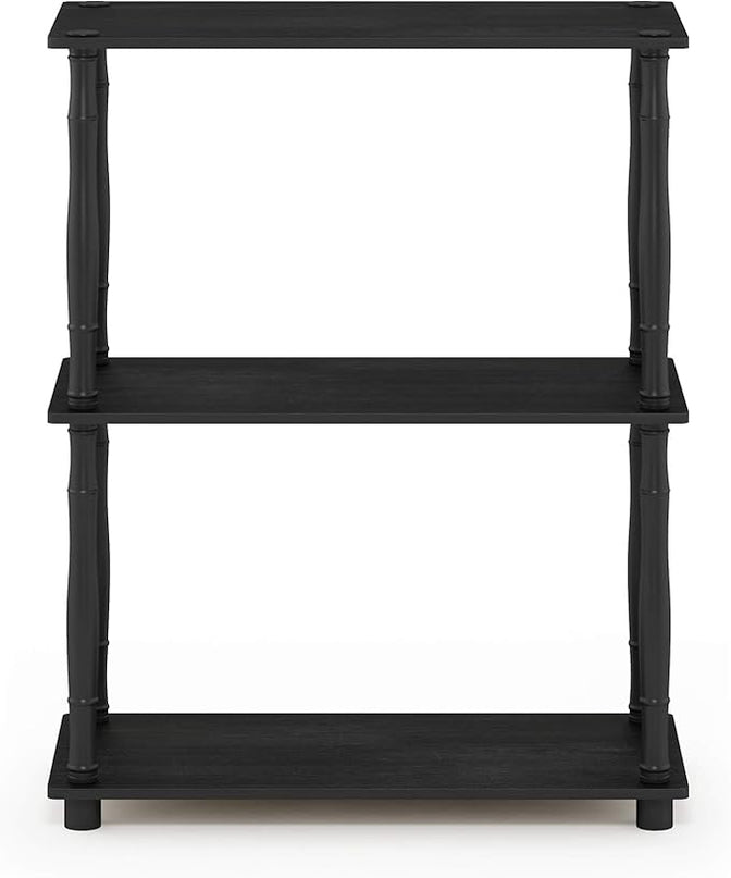 Furinno Turn-N-Tube 3-Tier Compact Multipurpose Shelf Display Rack with Classic Tube, Americano/Black - LeafyLoom