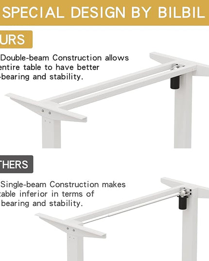 Adjustable Height Electric Standing Desk - 55 x 24 Inch Sit Stand Computer Desk, Stand Up Desk Table for Home Office, White Frame/White + Oak Top - LeafyLoom