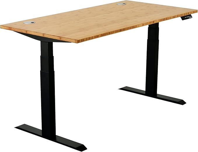 VWINDESK 60 x 30 x 1 Inch 100% Solid Bamboo Desk Table Top Only,for Standing Desk Home Office Desk with 60mm grommets(Right Angle) - LeafyLoom
