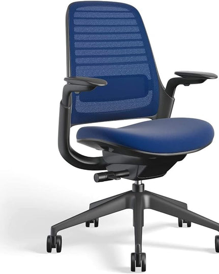 Steelcase Series 1 Work Office Chair - Royal Blue, Hard Floor Casters - LeafyLoom