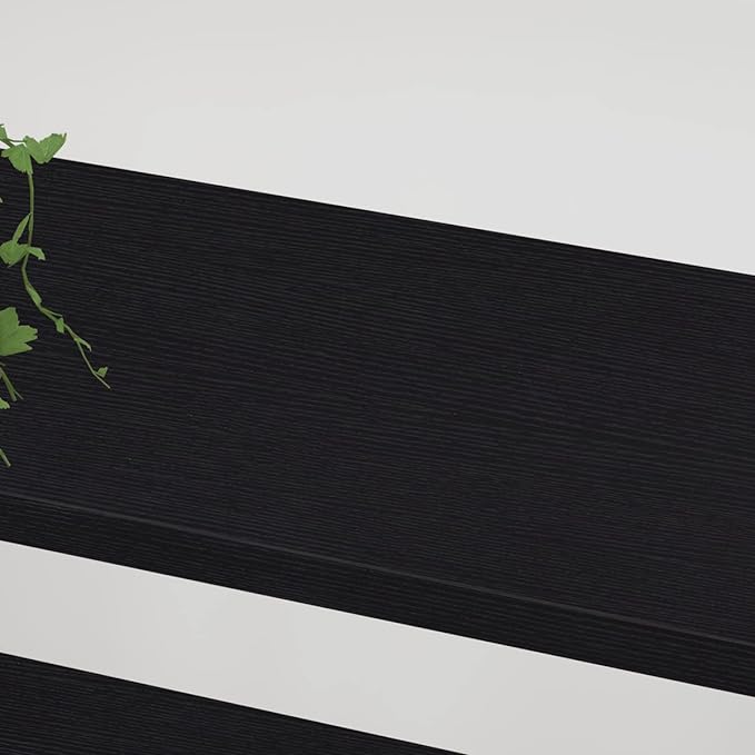 HSH 3 Tier Black Bookshelf, Industrial Small Metal Wooden Storage Book Shelves, Modern Open Low 3 Shelf Bookcase and Display Etagere, Vertical Book Shelf for Bedroom Living Room Office, Black Oak - LeafyLoom