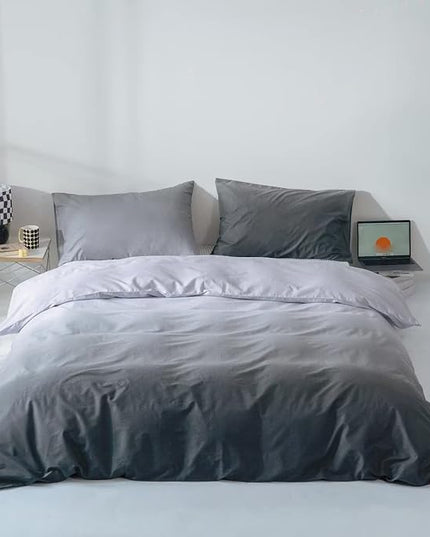 Gradient Gray Comforter Set Ombre White Gray Bedding Set Cal King Women Aesthetic Comforter 3 PCs Gray Color Bed Comforter Set California King Gradient White and Gray Comforter Set - LeafyLoom