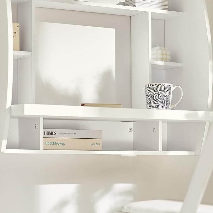 Haotian Folding Home Office Table Desk Workstation Computer Desk with Storage Shelves, Trestle Desk, White FWT18-W - LeafyLoom