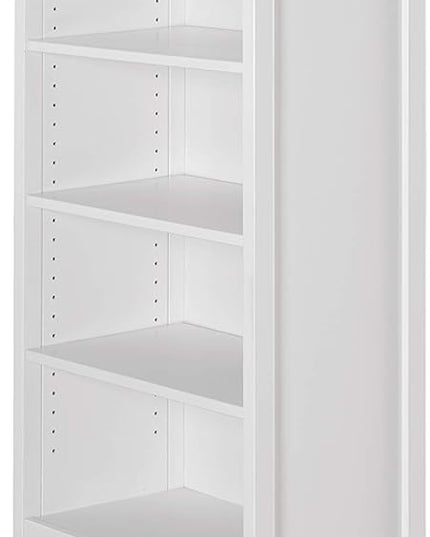 Camaflexi Shaker Style 4 Shelf Bookcase / Solid Wood / 48 inch High / Adjustable Shelving / Closed Back / Display Bookshelf for Living Room, Bedroom, Home and Office, White - LeafyLoom