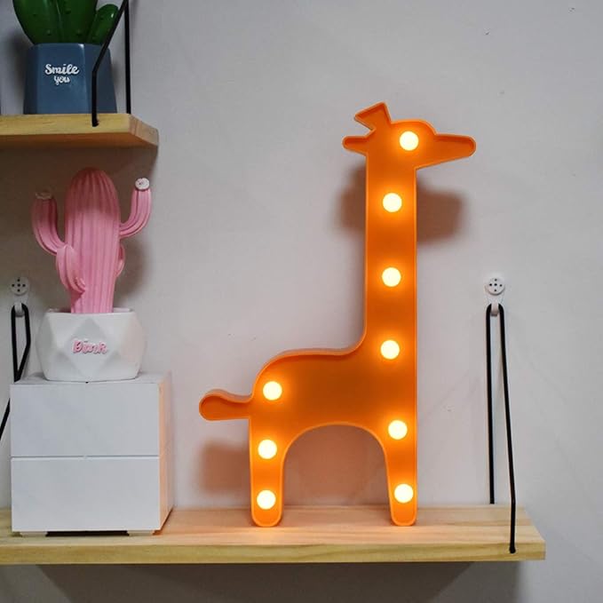 GUOCHENG Lovely Giraffe LED Night Light Warm White Animal Shaped Table Night Lamps Bedroom Nursery Home Bedside Indoor Decorations Giraffe Gifts for Kids Children Girls(Orange) - LeafyLoom