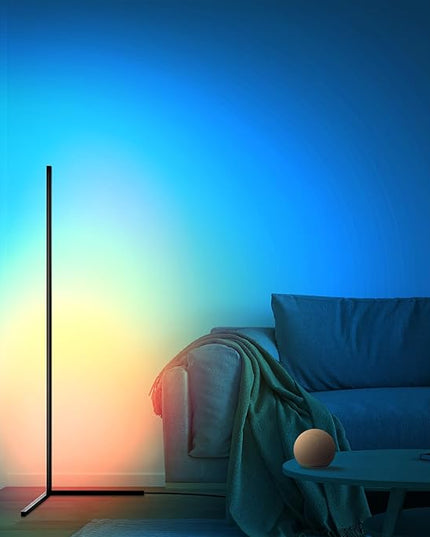RGBWW Corner Lamp, Color Changing Floor Lamps for Living Room, Compatible with Alexa, Google Home, WiFi APP Remote Control, 2700k-6500k Smart LED 61" Tall Standing Lamp for Bedroom Game Room - LeafyLoom