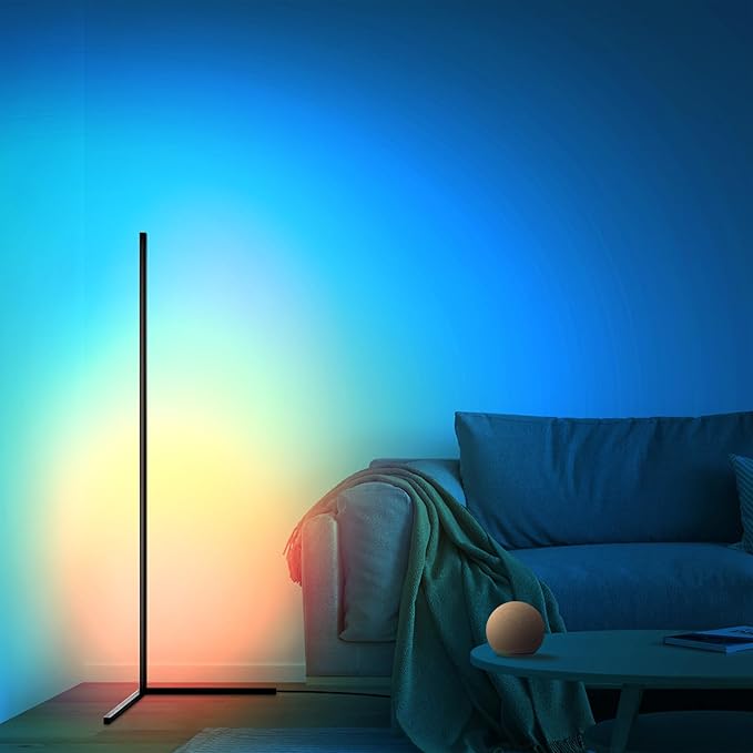 RGBWW Corner Lamp, Color Changing Floor Lamps for Living Room, Compatible with Alexa, Google Home, WiFi APP Remote Control, 2700k-6500k Smart LED 61" Tall Standing Lamp for Bedroom Game Room - LeafyLoom