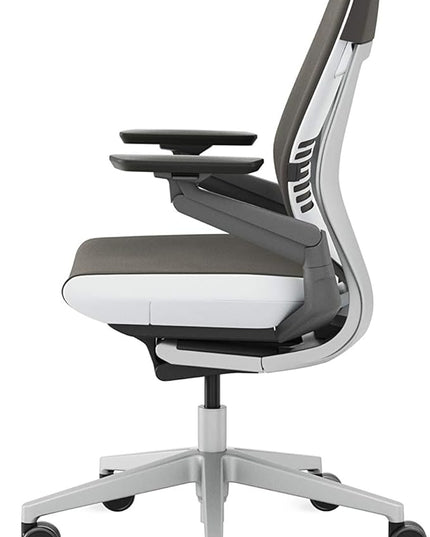 Steelcase Gesture Office Chair - Ergonomic Work Chair with Wheels for Carpet - Comfortable Office Chair - Intuitive-to-Adjust Chairs for Desk - 360-Degree Arms - Graphite Gray Fabric - LeafyLoom