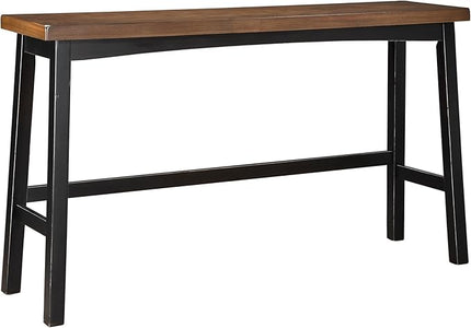 Lexicon Bar Table Set for 3, Small Kitchen table set Kitchen Island Table with 3 Saddle Bar Stools, 4 Piece Dining Table Set for Breakfast Nook, Living Room, Apartment, Pub Height, Black/Brown - LeafyLoom