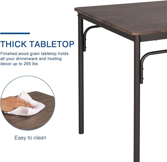 VECELO 5 Piece Kitchen Table Set for Dining Room,Dinette,Breakfast Nook,Industrial Style, Seating for four, Brown - LeafyLoom