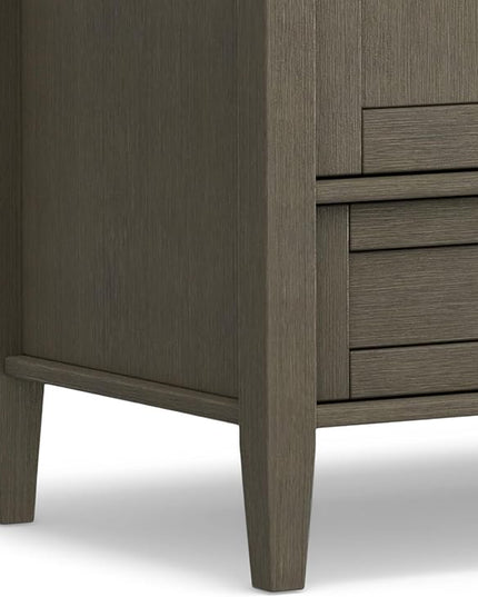 SIMPLIHOME Warm Shaker SOLID WOOD Universal TV Media Stand, 47 inch Wide, Transitional, Living Room Entertainment Center, Storage Cabinet, for Flat Screen TVs up to 55 inches in Farmhouse Grey - LeafyLoom