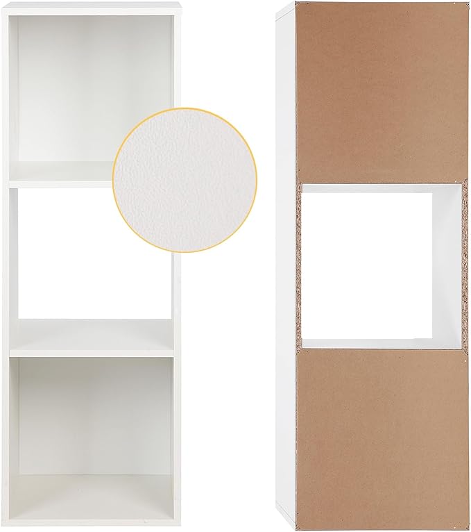 PACHIRA E-Commerce Wooden Storage Cubes Bookcase, Unit Shelf, Closet Cabinet, Organizer Rack in Living Room, Bedroom, Study, 3 Cube, White - LeafyLoom