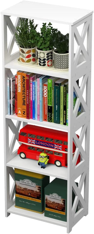 Small Bookcase - 5 Tier Small Bookshelves for Kids, Open Bookshelf, Book Storage Shelf Display Rack for Bathroom, Living Room, Bedroom, Office - White - LeafyLoom