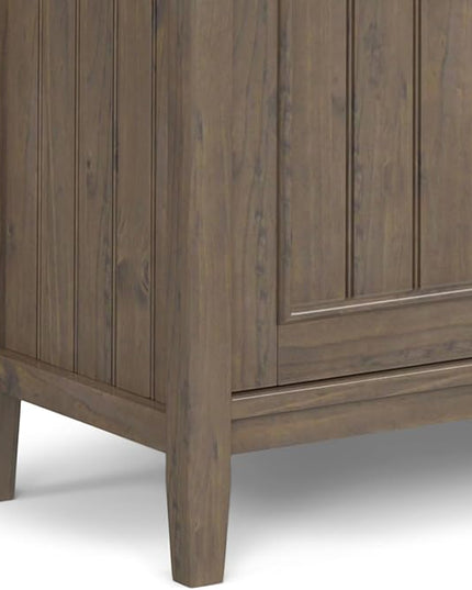 SIMPLIHOME Lev SOLID WOOD 53 Inch Wide Contemporary TV Media Stand in Smoky Brown for TVs up to 60 Inches, for The Living Room and Entertainment Center - LeafyLoom