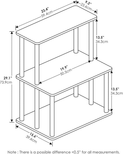 Furinno Turn-N-Tube 3-Tier Toolless Kitchen Storage Shelf, Columbia Walnut/Black - LeafyLoom
