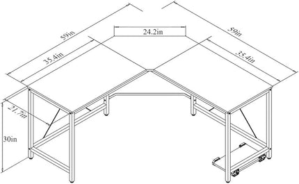 DlandHome L-Shaped Computer Desk 59 inches x 59 inches, Composite Wood and Metal, Home Office PC Laptop Study Workstation Corner Table with CPU Stand, Brown Black and Black Legs, ZJ02-BB - LeafyLoom
