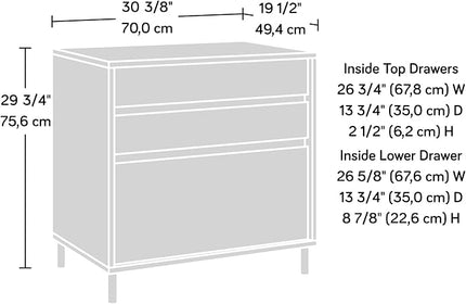 Sauder Acadia Way Lateral File, L: 30.32" x W: 19.45" x H: 29.76", Raven Oak Finish - LeafyLoom
