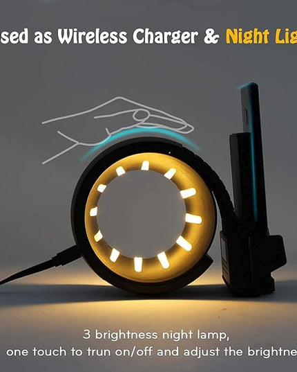 LED Desk Lamp with Wireless Charger, Dimmable Table Lamp with 3 Level Brightness, Cute Beside Lamp , Night Light for Living Room, College Dorm, Office - LeafyLoom