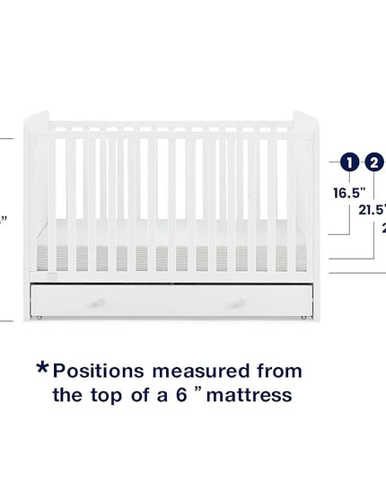 babyGap by Delta Children Graham 4-in-1 Convertible Crib with Storage Drawer TrueSleep Crib and Toddler Mattress (Bundle), Bianca White - LeafyLoom