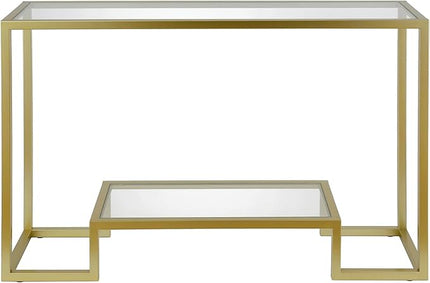 Henn&Hart 47.75" Wide Rectangular Console Table in Brass, Entryway Table, Accent Table for Living Room, Hallway - LeafyLoom