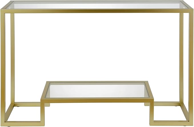Henn&Hart 47.75" Wide Rectangular Console Table in Brass, Entryway Table, Accent Table for Living Room, Hallway - LeafyLoom
