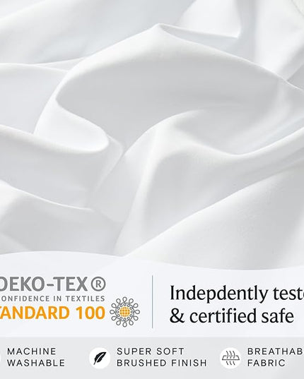 LuxClub 6 PC Queen Sheet Set, Breathable Luxury Bed Sheets, Deep Pockets 18" Eco Friendly Wrinkle Free Cooling Sheets Machine Washable Hotel Bedding Silky Soft - White Queen - LeafyLoom