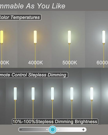 Floor Lamp with Remote Control,Bright Floor Lamps for Living Room/Bedroom/Office, Stepless Adjustable 3000K-6000K Colors and 10-100% Brightness,Standing Light with Foot Switch (Brass Gold) - LeafyLoom