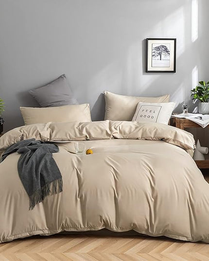 Champagne Comforter Set Cal King Solid Champagne Bedding Set Lightweight Women Soft Champagne Blanket 3 PCs Durable Light Khaki Colored Comforter Set Cal King Breathable Bed Comforter Set - LeafyLoom
