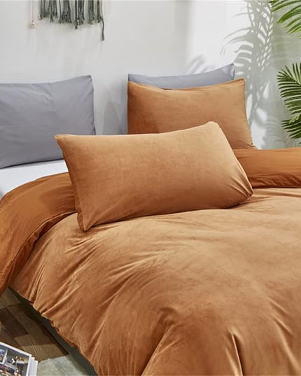 Wellboo Velvet Twin Size Comforter Set Pumpkin Fluffy Bedding Set for Women Girls Burnt Orange Plush Bedding Comforters Solid Terracotta Flannel Quilt Soft Rust Pumpkin Fuzzy Blanket Sherpa Shaggy Bed - LeafyLoom