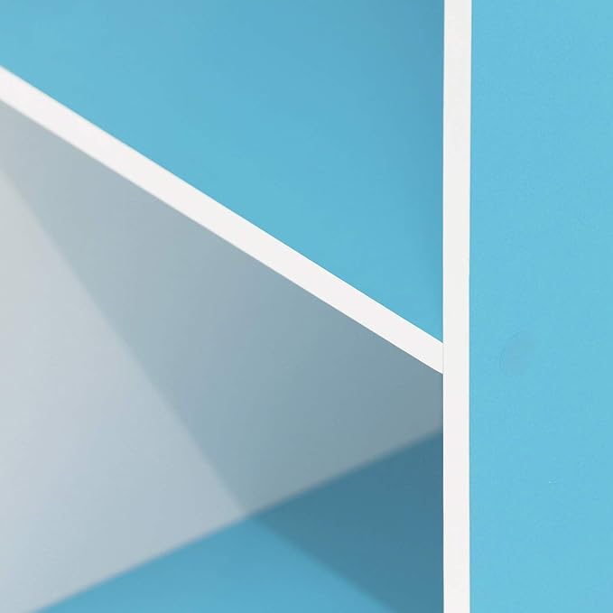Furinno Luder Bookcase / Book / Storage , 11-Cube, White/Light Blue - LeafyLoom