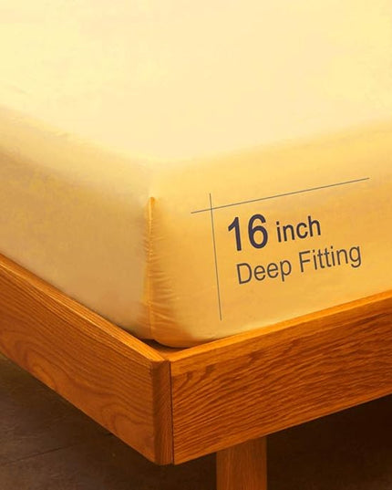 SONORO KATE Bed Sheet Set Super Soft Microfiber 1800 Thread Count Luxury Egyptian Sheets 16-Inch Deep Pocket，Wrinkle -3 Piece (Yellow, Twin) - LeafyLoom