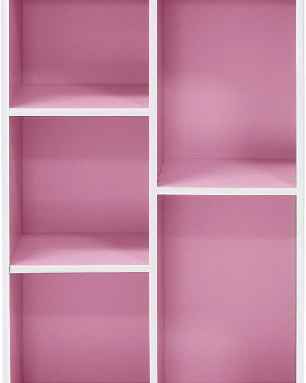 Furinno 5-Cube Reversible Open Shelf, White/Pink 11069WH/PI - LeafyLoom
