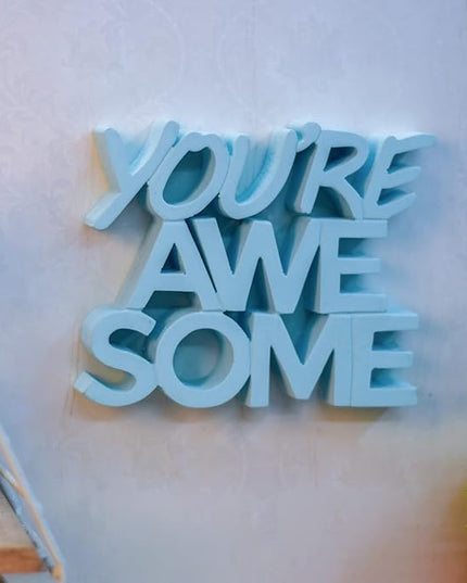 You are Awesome Blue Fancy Showpiece - Creative Home Décor for Kids' Rooms and Study Tables for Students (6.5 x 5.60 inch) - Engineered Wood Decorative Item - LeafyLoom
