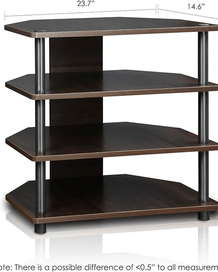 Furinno Turn-N-Tube Easy Assembly 4-Tier Petite Entertainment Center / TV Stand / TV Unit / TV Desk, Blackwood - LeafyLoom