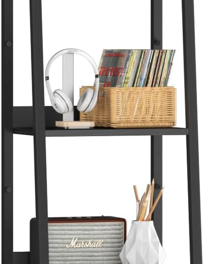 Yoobure Ladder Shelf, 5 Tier Tall Ladder Bookshelf Corner Shelf, Industrial Book Shelf Ladder Bookcase Narrow, Standing Storage Shelves Display Shelf for Bedroom Living Room Office Kitchen Bathroom - LeafyLoom