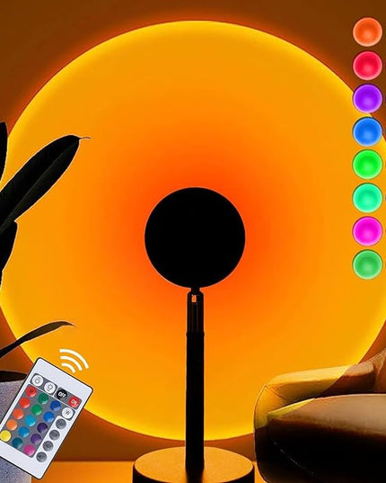 Balkwan Sunset Lamp Projection Rotation Rainbow Projection Lamp Led Romantic Visual Led Light Network Red Light with USB Modern Floor Stand Night Light Living Room Bedroom Décor (16 color) - LeafyLoom