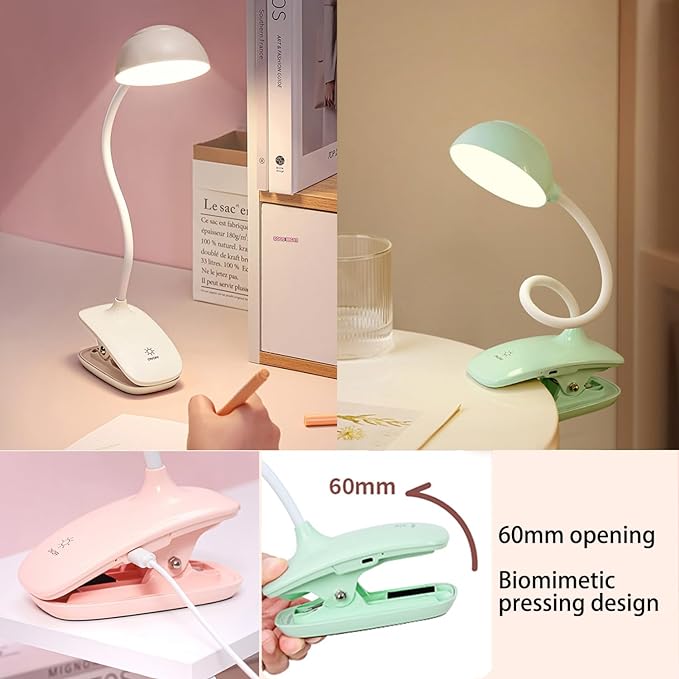 Clip Book Lamp, Foldable Eye Caring Rechargeable Reading Light, Suitable for Reading, Working & Studying (Green) - LeafyLoom