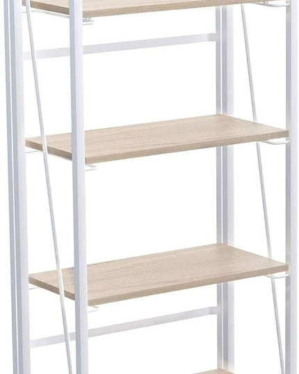 No-Assembly Folding Bookshelf Storage Shelves 4 Tiers Vintage Multifunctional Plant Flower Stand Storage Rack Shelves Bookcase for Home Office (White) - LeafyLoom