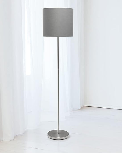 Simple Designs LF2004-GRY Brushed Nickel Stick Drum Shade Floor Lamp, Gray - LeafyLoom
