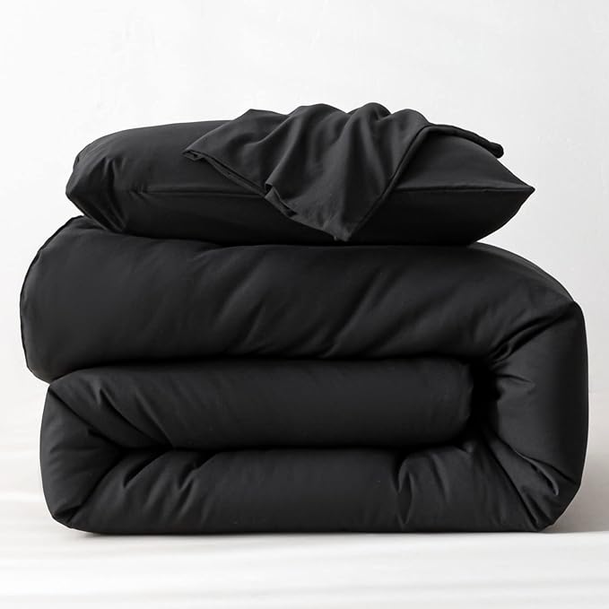 ROSGONIA Comforter Full Size Black for Girls Boys Teens, 3pcs (1 Boho Comforter & 2 Pillowcases), Lightweight Dorm Bedding Soft All Season Bed Set - LeafyLoom