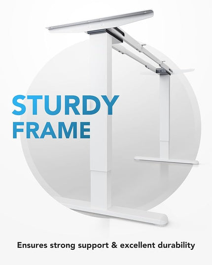 HUANUO 265 lbs Dual Motor Electric Standing Desk Frame, Thick T-Shaped Desk Legs Made of Automotive-Grade Steel, for Max 90″ x 31.5″ Desktop, Height Adjustable Desk Frame for Home Office, Frame Only - LeafyLoom