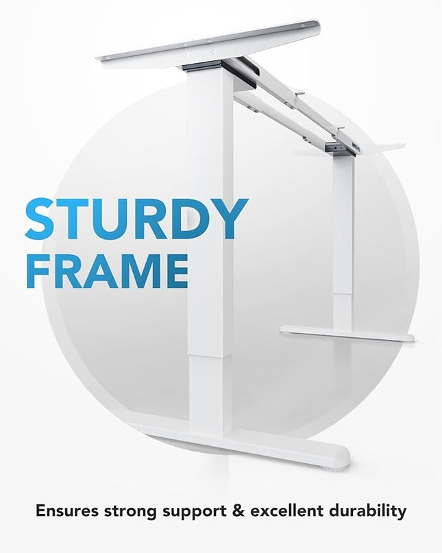 HUANUO 265 lbs Dual Motor Electric Standing Desk Frame, Thick T-Shaped Desk Legs Made of Automotive-Grade Steel, for Max 90″ x 31.5″ Desktop, Height Adjustable Desk Frame for Home Office, Frame Only - LeafyLoom