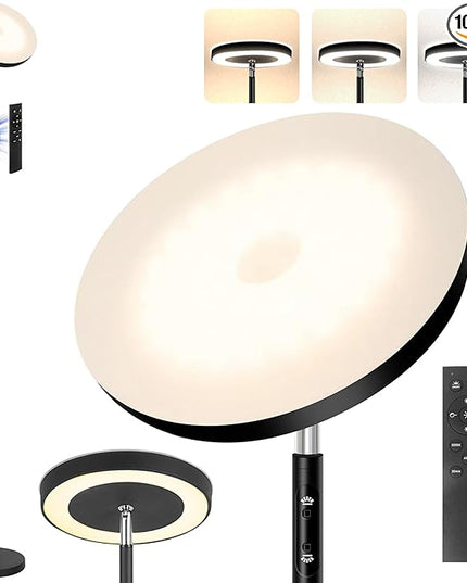 Floor Lamp, 36W/3000LM Super Bright LED Modern Tall Standing Lamp, 3 Color Temperatures Torchiere Sky Lamps, Dimmable Reading Light, Remote & Touch Control for Living Room, Bedroom, Office - LeafyLoom
