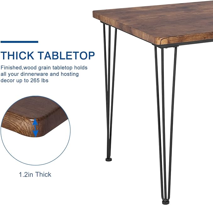 VECELO Kitchen Dining Room Table Set for Dinette, Breakfast Nook, 4 PU Metal Frame Chairs,Rectangular, Set of 5, Brown - LeafyLoom